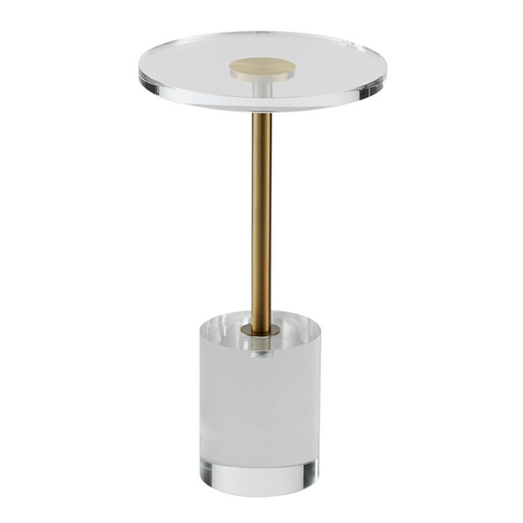 KFFKFF Transparent Acrylic Side Table, Stable Base Acrylic End Table, 11.9 x 11.9 inch Circular Top, 21.4 inch Tall, Suitable for Beverages, Meals, Snacks in Lounge, Sleeping Quarters, and Workspace