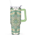thumbnail image 2 of 40oz Boho Mandala Tumbler with Handle Flip Straw Lid Vacuum Insulated Stainless Steel Leak Proof Travel Mug Gift for Men Women Him Her Travel Must Haves, 2 of 5