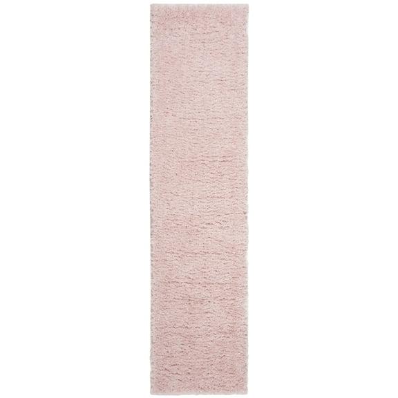 SAFAVIEH Madrid Miah Solid Polyester Shag Runner Rug, Blush, 2' x 10'