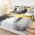thumbnail image 3 of Homewish Vintage Aesthetic 4pcs Bed Sheets for Teens Boys Girls,Abstract Artwork King Sheets,Black Golden Grey Super Cozy Sheet Set,Luxury Bedroom Decor, 3 of 7