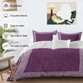thumbnail image 3 of 3 Piece Dark Purple Retro Greek Key Duvet Cover Set Queen Size,Microfiber Comforter/Quilt Cover with Corner Ties and 2 Pillowcases,Geometric Greece Ancient Farmhouse Soft Bedding with Zipper Closure, 3 of 8