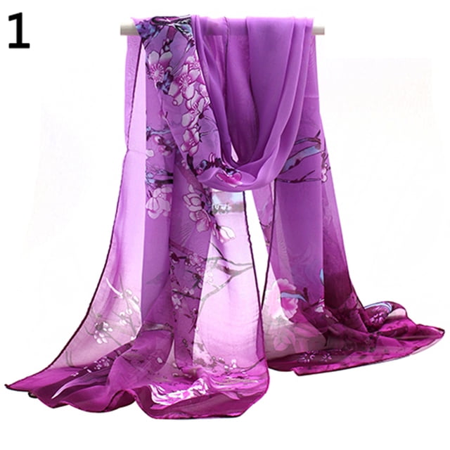 Opolski Mode Femmes Long Foulard en Chiffon Imprimé Fleur Doux Protection Solaire