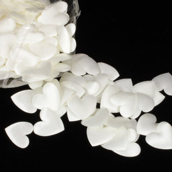 The Ribbon People Club Pack of 200 White Solid Small Satin Hearts 1"