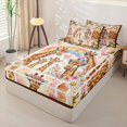 thumbnail image 2 of Castle Fairy Watercolor Collage Giraffe Zipper Twin Comforter Sets with Fitted Sheet and 2 Pillowcases for Boys,Rainbow Daisy Butterfly Zipper Bedding Set,Brown Pink White,Black Reversible,4-Piece, 2 of 6