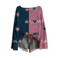 thumbnail image 2 of Women's Knit Valentine's Day Blouse Long Sleeve Crewneck Heart Graphic Print Pullover Top Navy S, 2 of 5