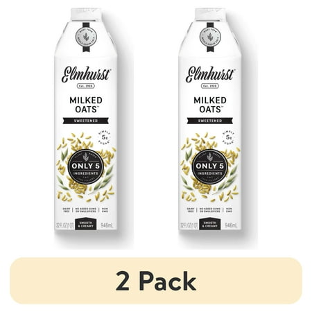 (2 pack) Elmhurst, Plant - Based, Milked Oats, 32 fl oz Bottle