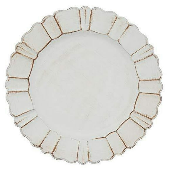 Scalloped Ruffled Rim Design Decorative Charger Plates 13" Round, Set of 4