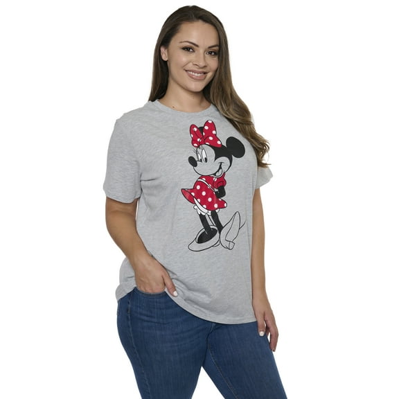 Women's Plus Size Minnie Mouse T-Shirt Disney Short Sleeve Tee Red Polka Dot