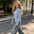 thumbnail image 5 of Mitankcoo Girls Mock Neck Zip Up Jacket Slim Long Sleeve Athletic Coat with Thumb Holes Lightweight Casual Outerwear 3-15Y, 5 of 7
