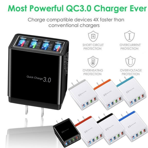 Viflosae 4 Port Fast Quick Charge QC 3.0 USB Hub Wall Charger 3.5A Power Adapter US Plug Electronics Gadgets