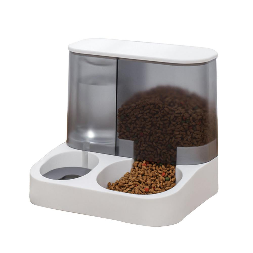 Gray Pets Feeder Set Dog Feeder Cats Feeder with Water Dispenser Automatic Gravity Big Capacity Pets Feeder Auto for Small Medium Big Cats Dogs 