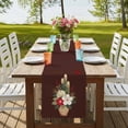 thumbnail image 4 of Cherry Blossoms Table Runner, Japanese Spring Floral Leaves Rustic Brown Cotton Linen Table Runners 108 Inches Long, Dresser Scarf Runner for Dining/Living Room/Kitchen/Square Tables 13''x108'', 4 of 9