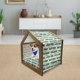 thumbnail image 3 of Floral Pet House, Stripes with Nature Blossom Silhouettes Coming of the Spring Theme, Outdoor & Indoor Portable Dog Kennel with Pillow and Cover, 5 Sizes, Apple Green Navy Blue, by Ambesonne, 3 of 5