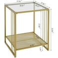 thumbnail image 2 of 18 Inch Square Tempered Glass Gold End Table with 2-Tier Storage Shelf, Modern Gold Metal Frame Sofa Side Table Clear Glass Accent Table for Living Room Bedroom Small Spaces$$Furniture, 2 of 8