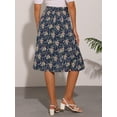 thumbnail image 4 of DARING DIVA Women's Elastic Waist A-Line Floral Print Midi Skirt XS Navy Blue, 4 of 6