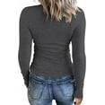 thumbnail image 2 of Women Casual Long Sleeve Tunic Tops V-Neck T Shirts Criss Cross Ribbed Casual Tee Slim Fitted Fall Blouse, 2 of 5