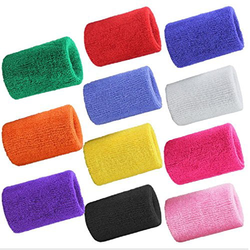 Mcolics 4 Inch Wrist Sweatband in 11 Athletic Cotton Wristbands Armbands 1 Pair