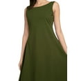 thumbnail image 2 of YELETE Lady's Sleeveless Comb-Cotton A-Line Dress with Pockets, Olive S, 2 of 4