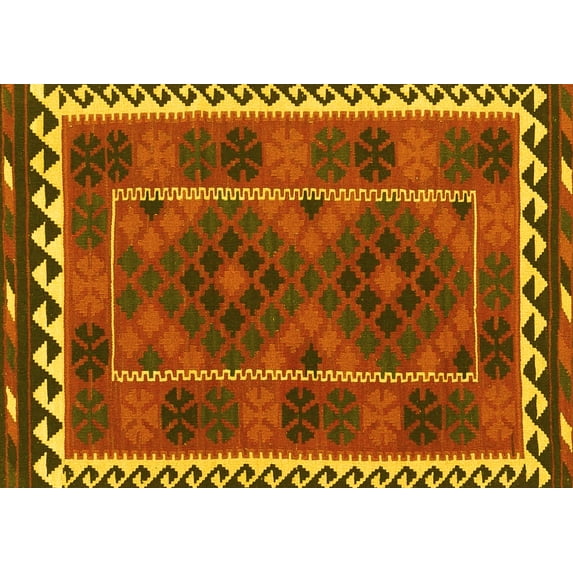 Ahgly Company Indoor Rectangle Oriental Yellow Traditional Area Rugs, 4' x 6'
