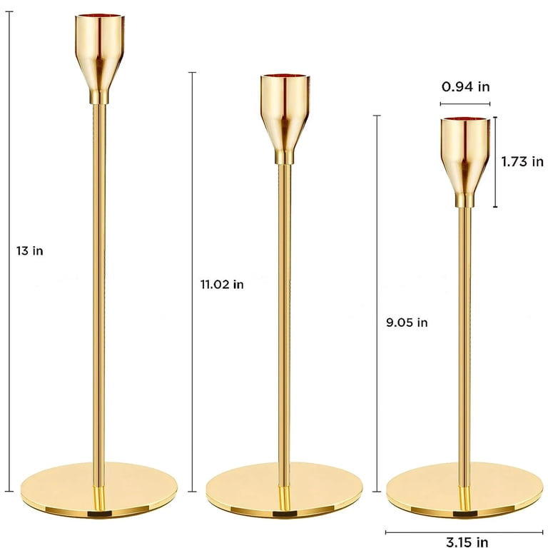 HBlife Gold Wedding Party Taper Candle Holders, Set of 3 photo 2
