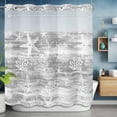 thumbnail image 2 of Ocean No Hook Shower Curtain with Snap in Liner Summer Beach Sea Star Coral Shell Grey Texture Waterproof Bathroom Shower Curtain with See Through Top Window for Bathtub 72" x 72", 2 of 9