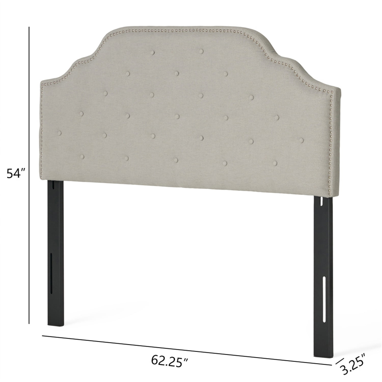 Kepooman Upholstered Headboard, Button Tufted Upholstery, Queen & Full Size, Greyish Beige Kepooman Upholstered Headboard, Button Tufted Upholstery, Queen & Full Size, Greyish Beige