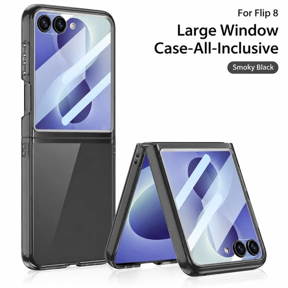 Corliven for Samsung Galaxy Z Flip8 Case, PC TPU Shock-Absorbing Cover with Built-In Screen Protector and Wireless Charging, Black