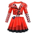 thumbnail image 1 of Costume de l'Ascension du Rouge pour Filles Veste à Fermeture Éclair et Pantalon Robe d'Halloween Rouge 4-12 Ans, 1 of 6