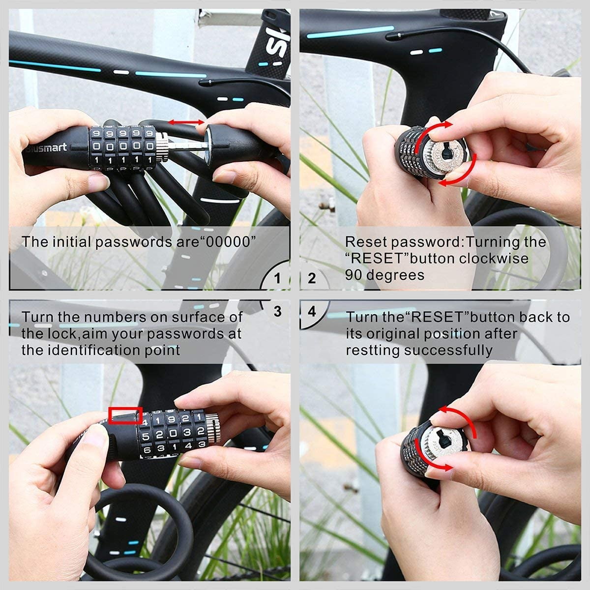 Bike Lock, Lock for Bike Locks with Combinations Resettable Bike