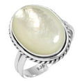 thumbnail image 1 of 925 Sterling Silver Ring For Women - Girls White Real Mother Of Pearl Gemstone Silver Ring Size 10.5 April Birthstone Silver Ring Size 10.5 Halloween Gift For Mother Gemstone 925 Silver Jewelry, 1 of 5
