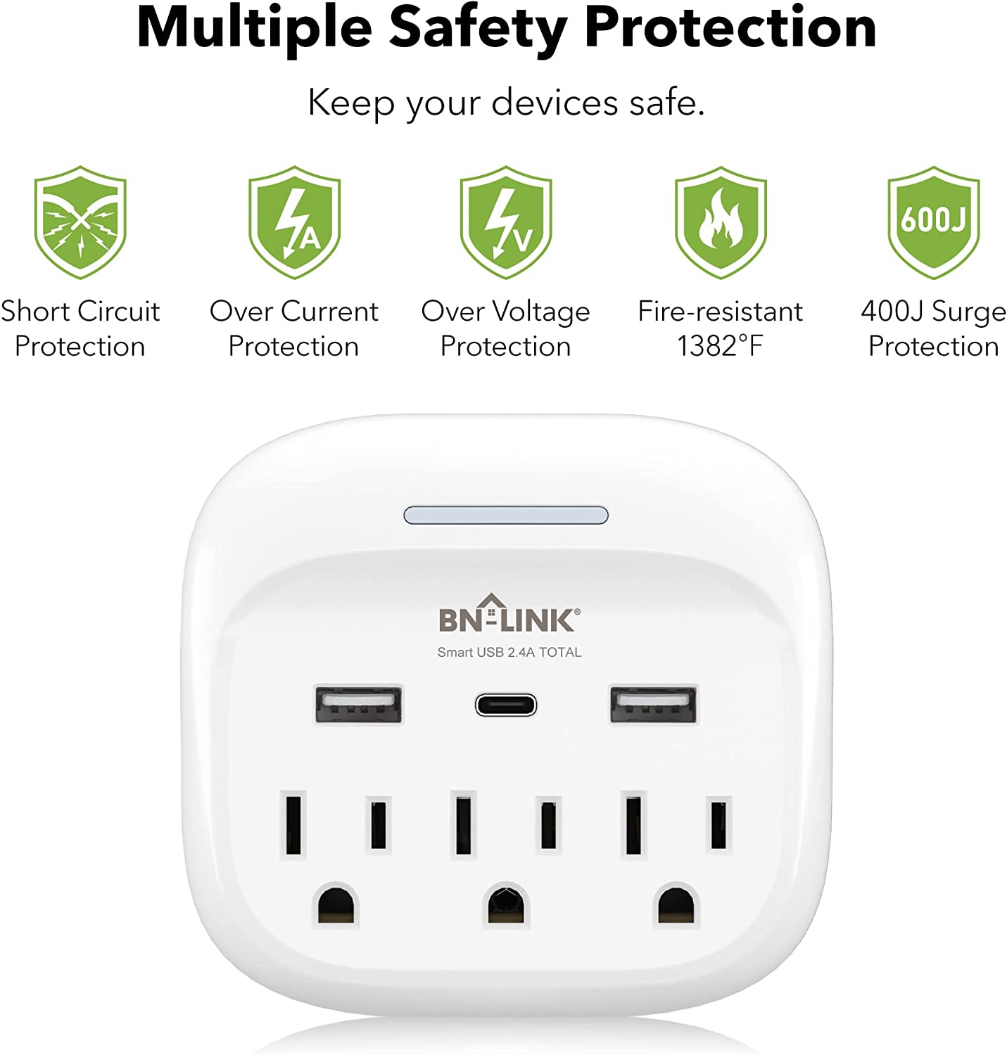 BN-LINK Multi Plug Outlet Extender with USB Ports photo 5