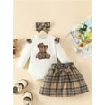 thumbnail image 3 of Bagilaanoe 3Pcs Newborn Baby Girls Skirt Set Long Sleeve Ruffle Romper Tops + Plaid Skirt + Headband 3M 6M 9M 12M 18M Infant Casual Outfits, 3 of 9