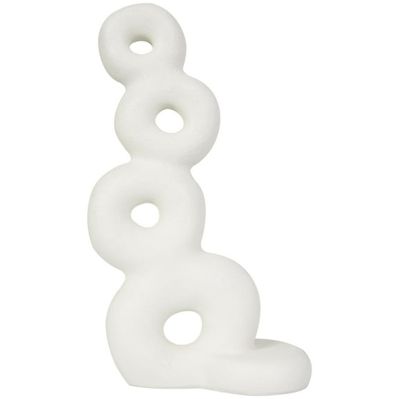 11" x 18" White Resin Stacked Circle Ring Abstract Sculpture, by DecMode