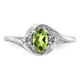 thumbnail image 5 of 14K White Gold Ring Band with Stones (08) August Peridot Oval Green Diamond Round, Size 6, 5 of 5
