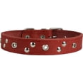 thumbnail image 3 of Genuine Leather Studded Dog Collar, Red, 1' Wide. Fits 13'-17.5' Neck Size, 3 of 5