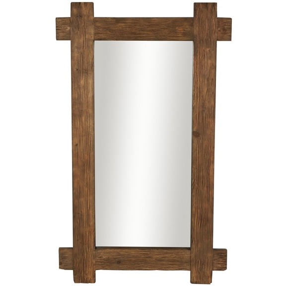 DecMode 48" x 78" Brown Wall Mirror with Extended Frame and Natural Wood Grain and Texture