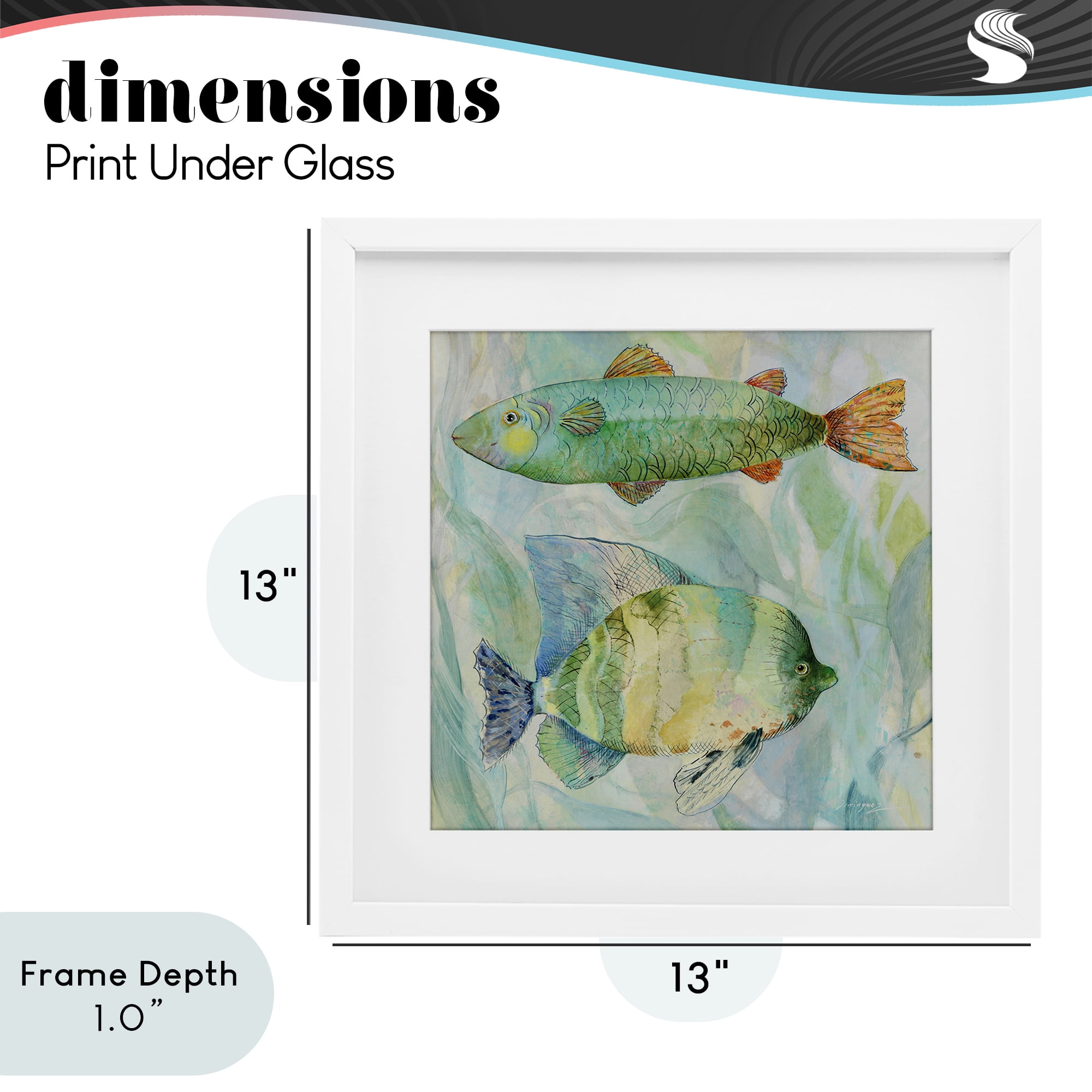 Stupell Industries Sweet Fish Duo Watercolor White Framed Print Under Glass, design by Lorenzo Collective