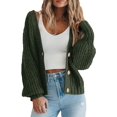 thumbnail image 1 of Suéter tipo cárdigan de punto grueso de moda de otoño e invierno para mujer, chaqueta tipo cárdigan corta holgada con botones y manga larga, 1 of 6