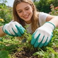 thumbnail image 5 of Gardening Gloves for Women and Men with Latex Coated Grip Breathable Polyester Knit for Planting Pruning and Yard Work Blue White, 5 of 5