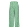thumbnail image 6 of Wutalume Women's Striped Straight Leg Pants - Elastic Waist Loose Fit Cotton Linen Casual Trousers, Comfortable for Daily,Green L, 6 of 7