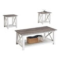 thumbnail image 1 of Heo 3pc Coffee and Side End Table Set- Gray Wood Top- White X Legs, 1 of 6