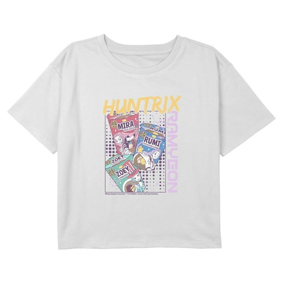 Girls KPop Demon Hunters Huntrix Superstars Instant Ramyeon Cropped T-Shirt