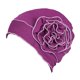 thumbnail image 2 of Turbante elástico sólido con flores para damas, para quimioterapia, cáncer, pérdida de cabello, gorro para la cabeza Púrpura, 2 of 8