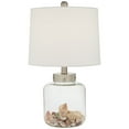 thumbnail image 2 of 360 Lighting Canister Coastal Accent Table Lamp 20 1/2" High Clear Glass Fillable Sea Shells Off White Linen Drum Shade for Bedroom Living Room Kids, 2 of 9