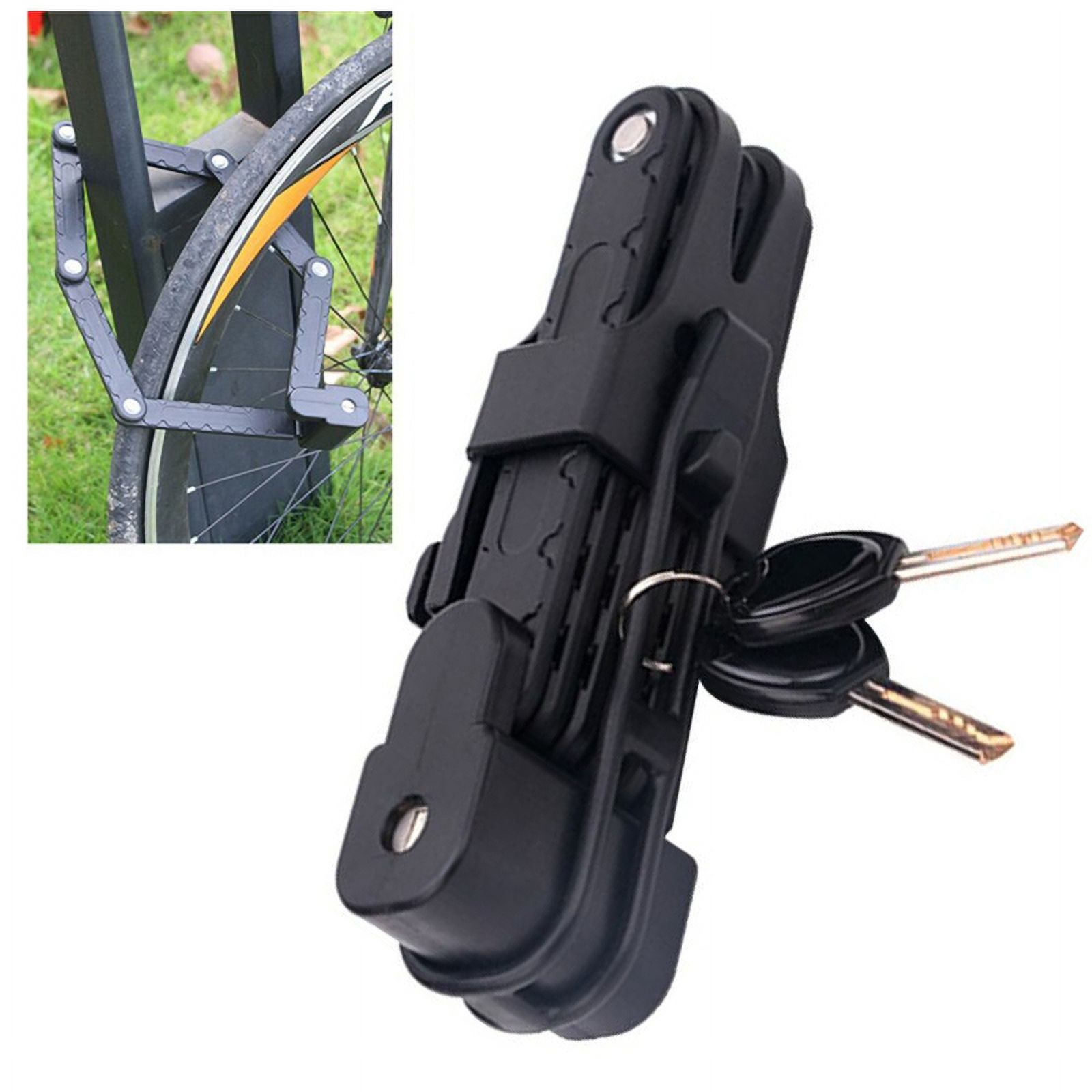GOOHOCHY Universal Folding Lock Steel Bike Lock Security Cable Lock Anti-Theft Combination Riding Tool for Road Bike (Black)