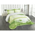 thumbnail image 3 of Ambesonne Green Quilted Bedspread Set 3 Pcs, Abstract Fresh Nature, King Size, Apple Green Fern Green, 3 of 5