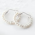 thumbnail image 4 of Ross-Simons 3-3.5mm Cultured Pearl Hoop Earrings in Sterling Silver, Women's, Adult, 4 of 7