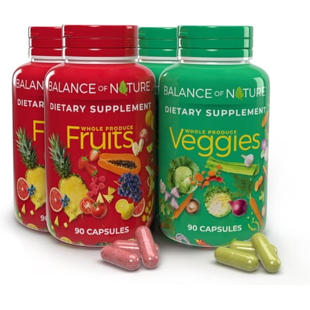Fruits and Veggies - Whole Food Supplement with Superfood Fruits and Vegetables, 90 Fruit Capsules, 90 Veggie Capsules - 2 Set