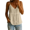 thumbnail image 2 of YTCAMLO Cotton Linen Womens Baggy Camisole Tops Summer Beach Casual V Neck Button Down Tank Tops Soft Comfy Vacation Blouses, 2 of 6