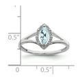 thumbnail image 2 of White Sterling Silver Ring Band Gemstone Diamond Aquamarine Blue, 2 of 2
